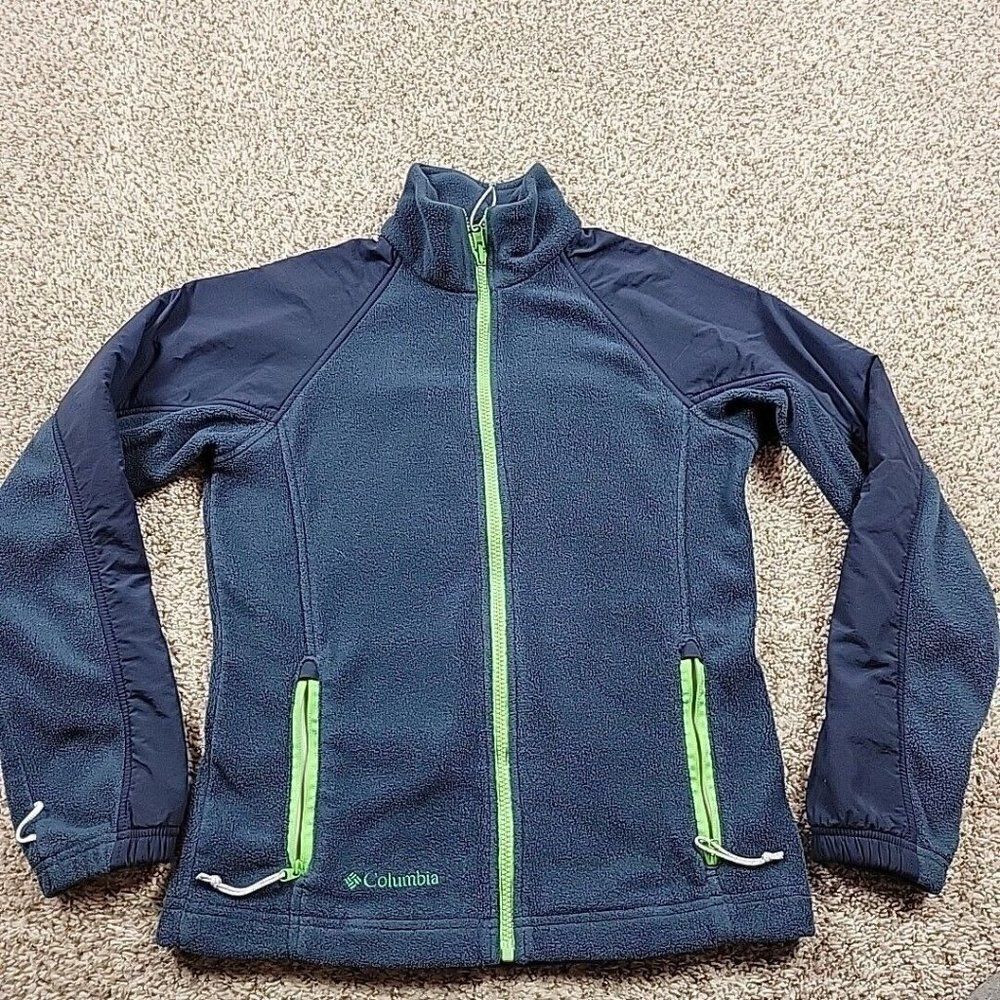 Columbia Interchange Fleece Jacket Womens Small Blue Green Full Zip Long…
